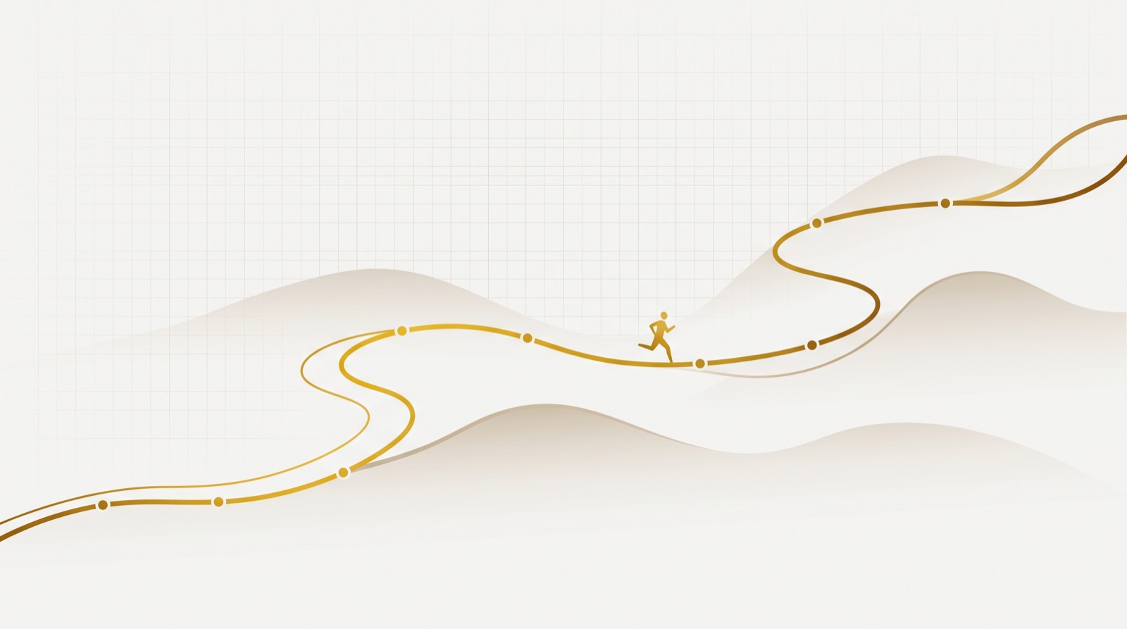 A winding golden training route over rolling hills